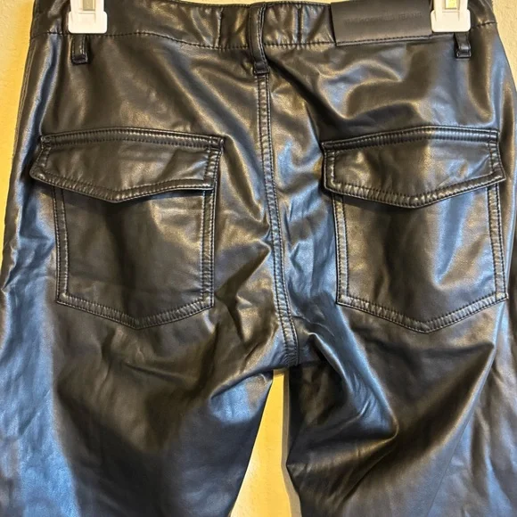 New The Kooples Faux Leather Pants Lace Up Zip up Slide Clasp Closure Sz 4 - Picture 7 of 14
